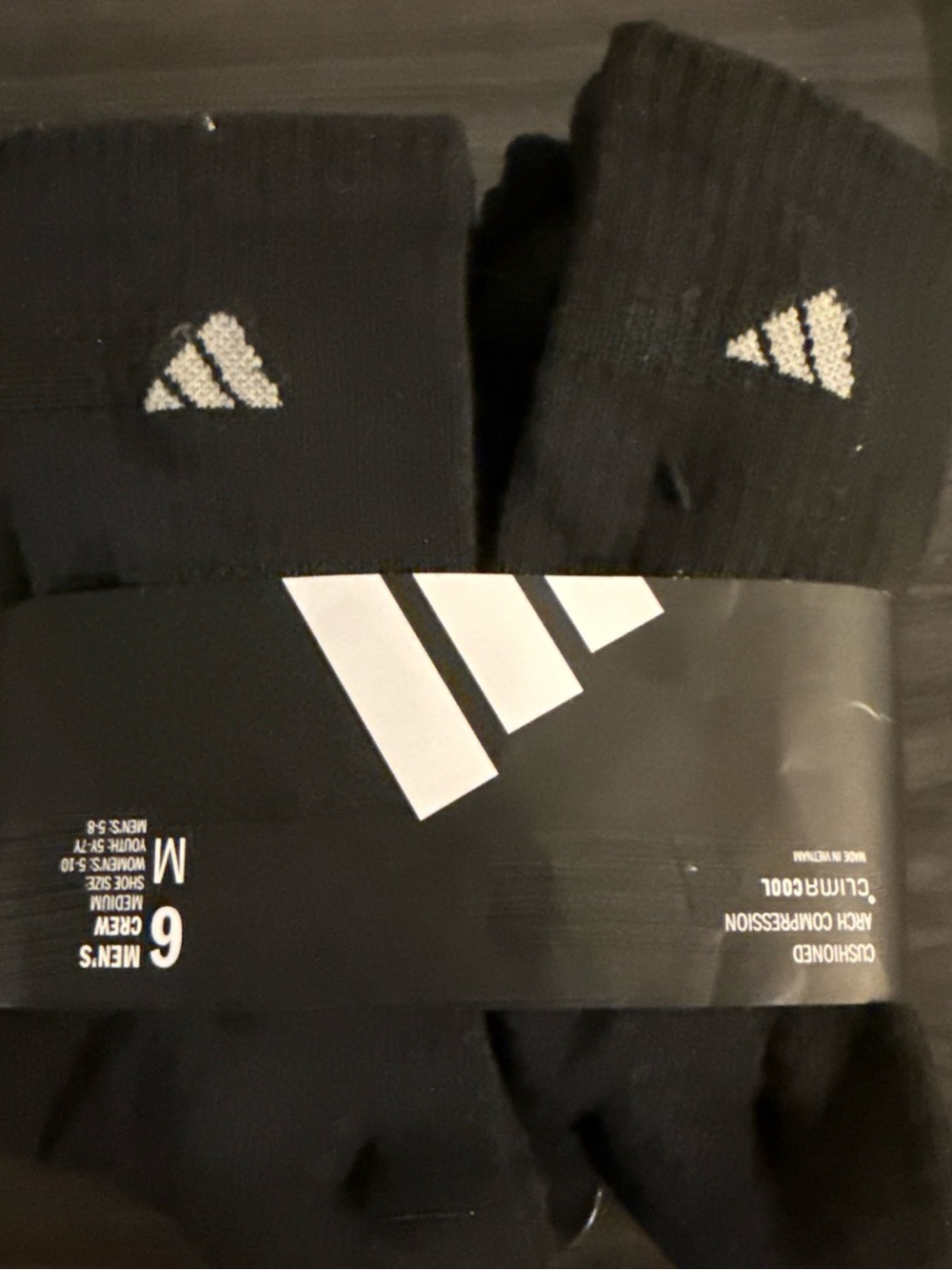 adidas Black Crew Athletic Socks – 6 Pack